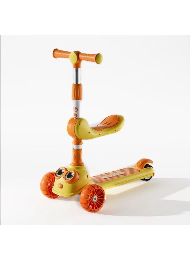 Cool Baby Toddler Scooter for Kids Ages 3-12 Years Old Boy Girl with 3 Wheel LED Lights, Extra-Wide Childrens Foldable Kick Scooter Kids Ages 3-12 with 4 Adjustable Height and Lean-to-Steer (ORANGE) - Image 1